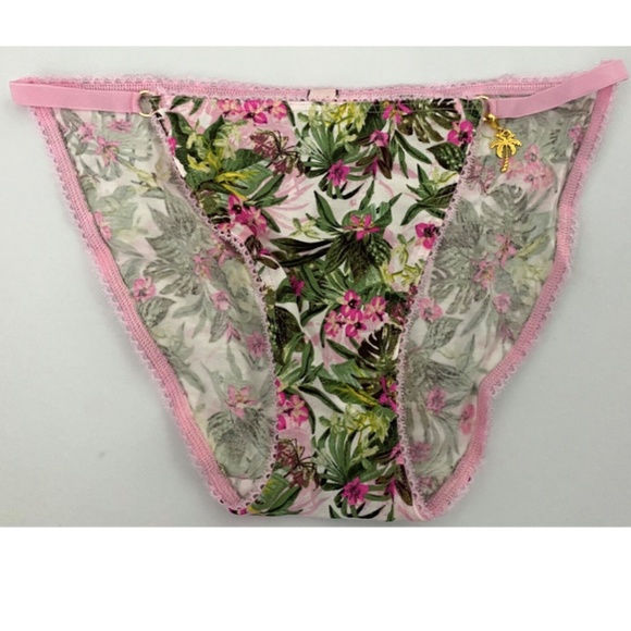 Victorias Secret Nwt Cotton Blend Stretch Palm Charm String Bikini Panty Sexy - Picture 1 of 5